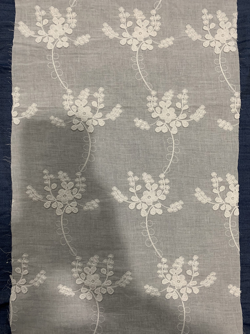 Detailed cotton embroidered fabric by Pengxi