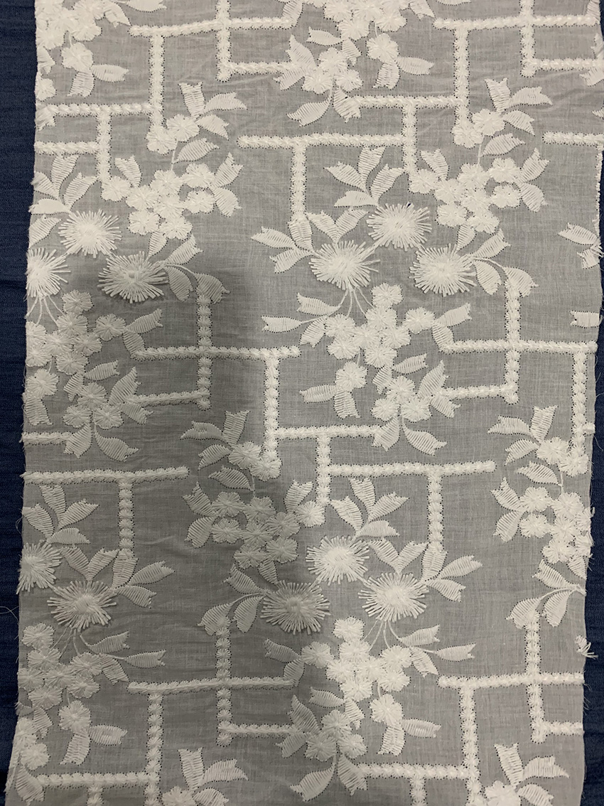 Detailed cotton embroidery craftsmanship